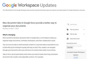 「Google ドキュメント」の新機能：文書をタブで整理し、効率的な作業を実現