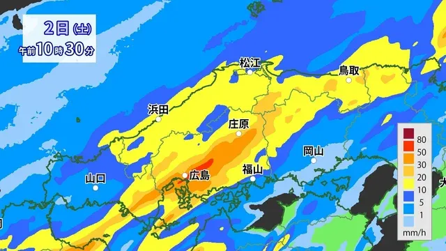 【大雨警報】広島県に「大雨と突風及び落雷に関する情報」発表　土曜は“警報級の大雨”のおそれ　11月の季節外れの大雨