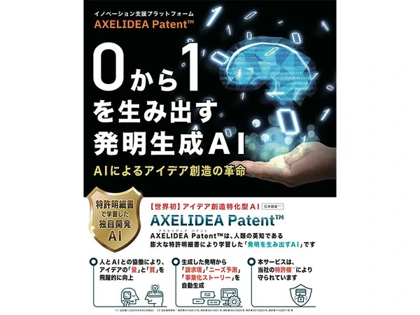 AIを活用した革新的プラットフォーム「AXELIDEA Patent」がアイデア生成から特許出願までをサポート